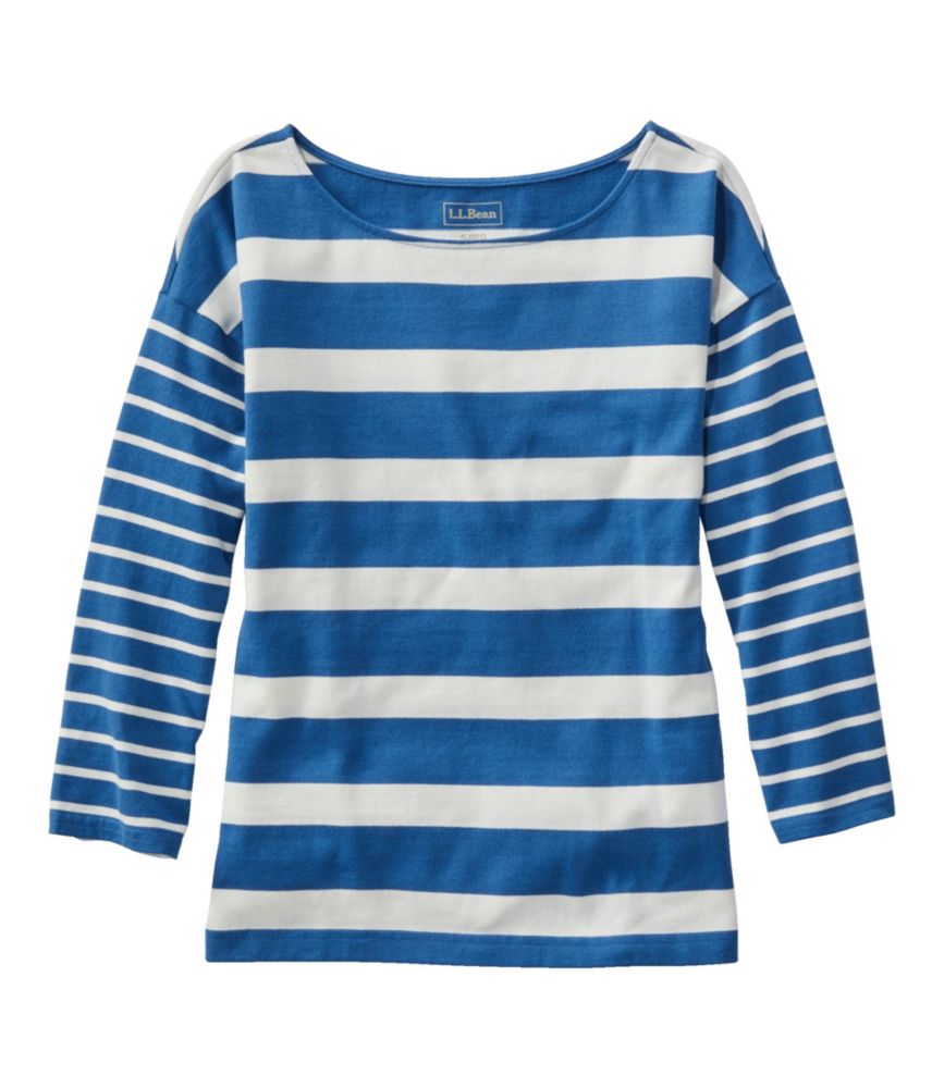 Women's Heritage Mariner Top, Boatneck Three-Quarter-Sleeve Blocked Stripe