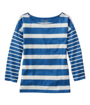 Women's Heritage Mariner Top, Boatneck Three-Quarter-Sleeve Blocked Stripe