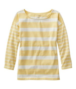 Women's Heritage Mariner Top, Boatneck Three-Quarter-Sleeve Blocked Stripe