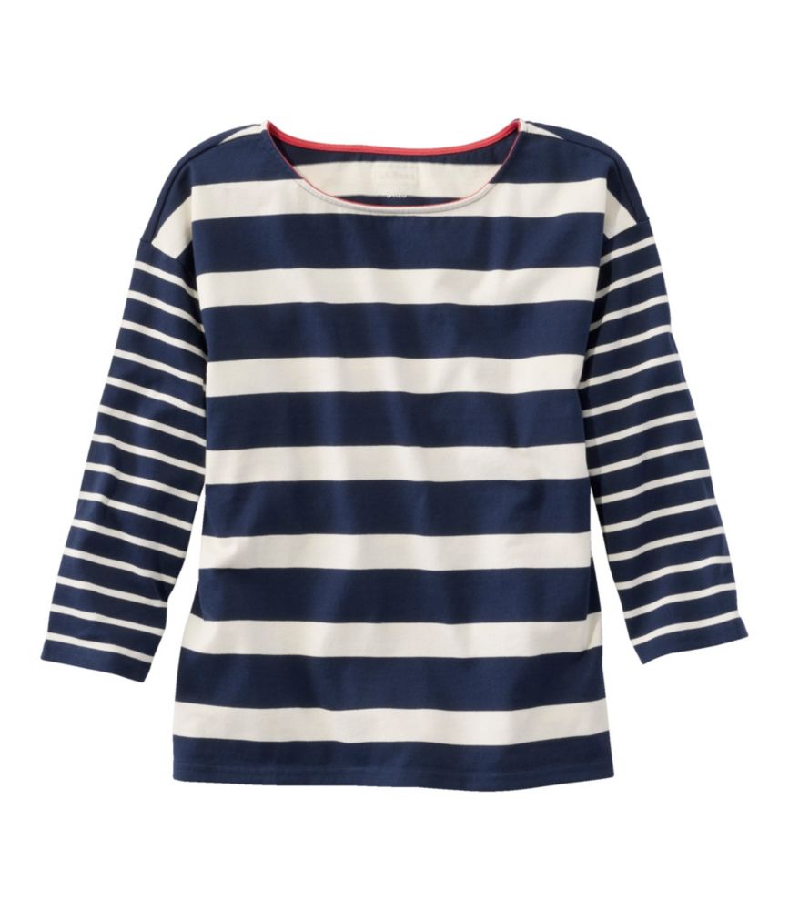 Women's Heritage Mariner Top, Boatneck Three-Quarter-Sleeve Blocked Stripe