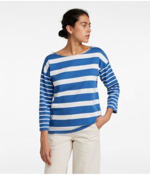 Women's Heritage Mariner Top, Boatneck Three-Quarter-Sleeve Blocked Stripe