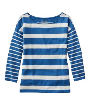 Women's Heritage Mariner Top, Boatneck Three-Quarter-Sleeve Blocked Stripe