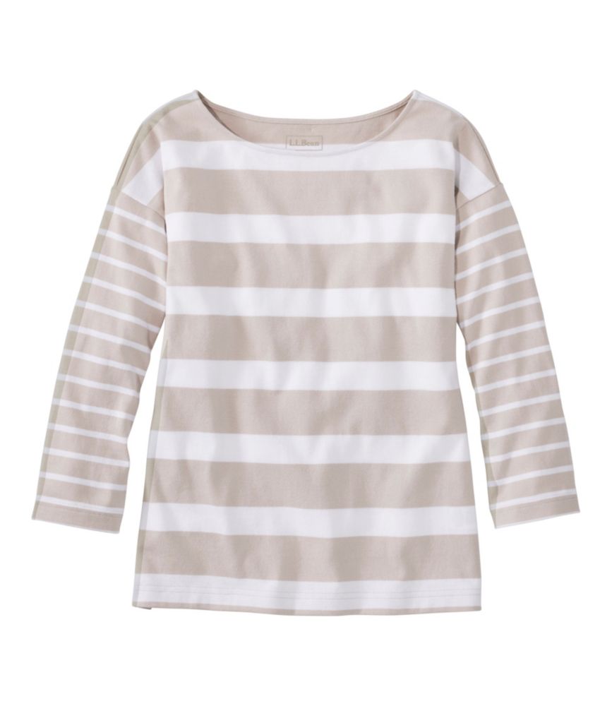 Women's Heritage Mariner Top, Boatneck Three-Quarter-Sleeve Blocked Stripe