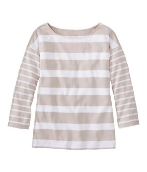 Women's Heritage Mariner Top, Boatneck Three-Quarter-Sleeve Blocked Stripe