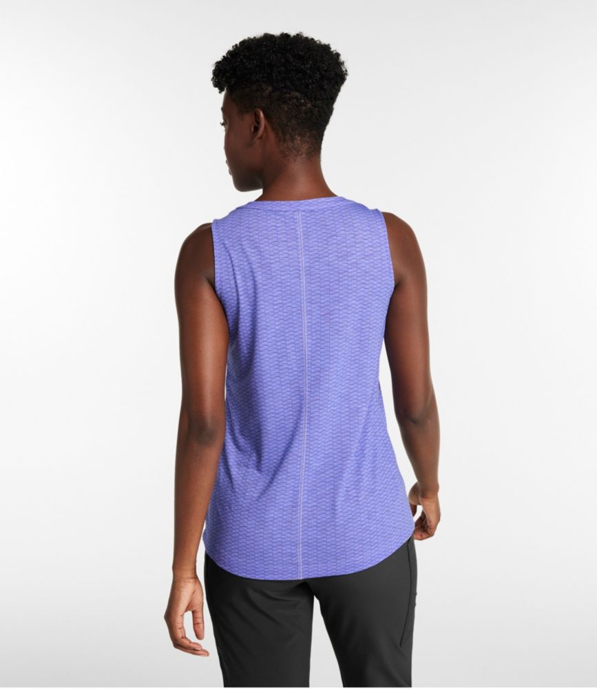 Women's Streamside Tank, Splitneck Print, Bay Blue Cross Hatch, small image number 3