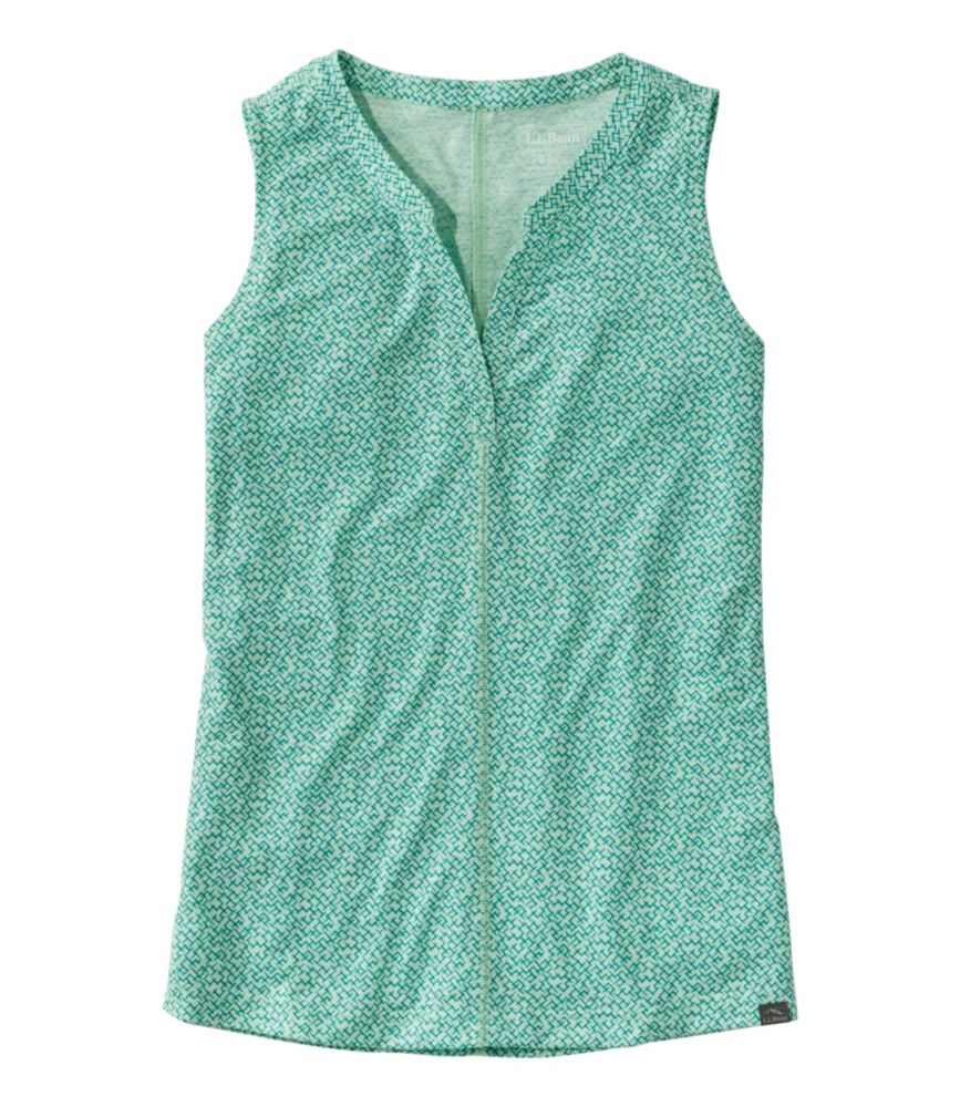 Women's Streamside Tank, Splitneck Print, Pastel Lichen Cross Hatch, small image number 1