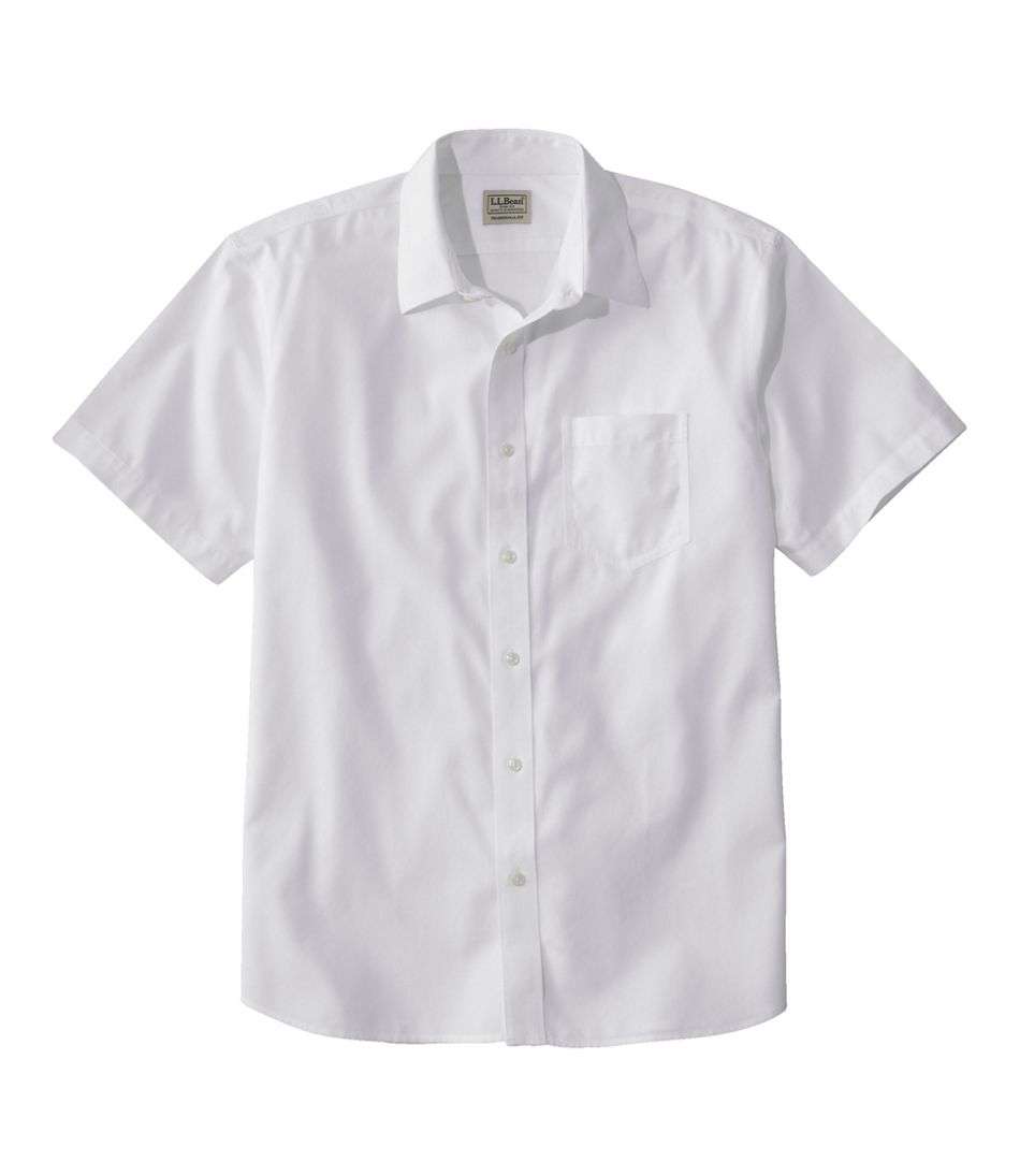 Men's Wrinkle-Free Everyday Shirt, Traditional Untucked Fit, Short-Sleeve White Large, Cotton | L.L.Bean, Tall