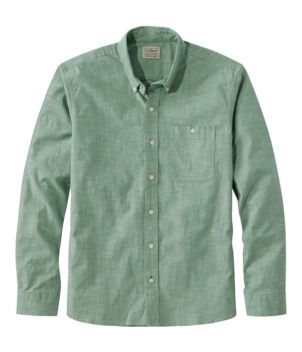 Men's Comfort Stretch Chambray Shirt, Long-Sleeve, Slightly Fitted Untucked Fit