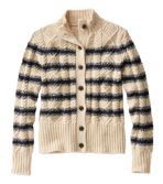 Women's Signature Cotton Fisherman Sweater, Short Cardigan Stripe