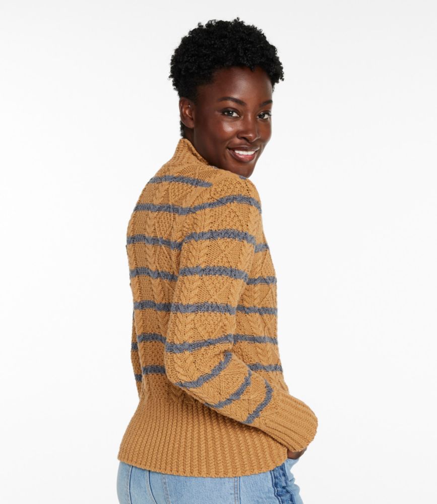 Women's Signature Cotton Fisherman Sweater, Short Cardigan Stripe