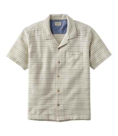 Men's Rugged Waffle Shirt, Stripe, Traditional Untucked Fit, Short-Sleeve