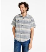 Men's Rugged Linen Blend Shirt, Short-Sleeve, Stripe, Traditional Untucked Fit