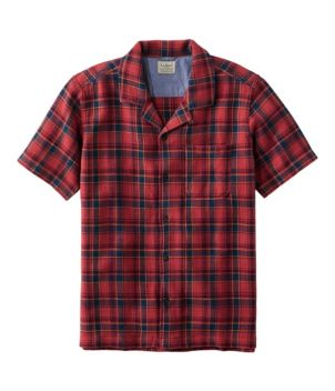 Men's Rugged Waffle Shirt, Plaid, Traditional Untucked Fit, Short-Sleeve