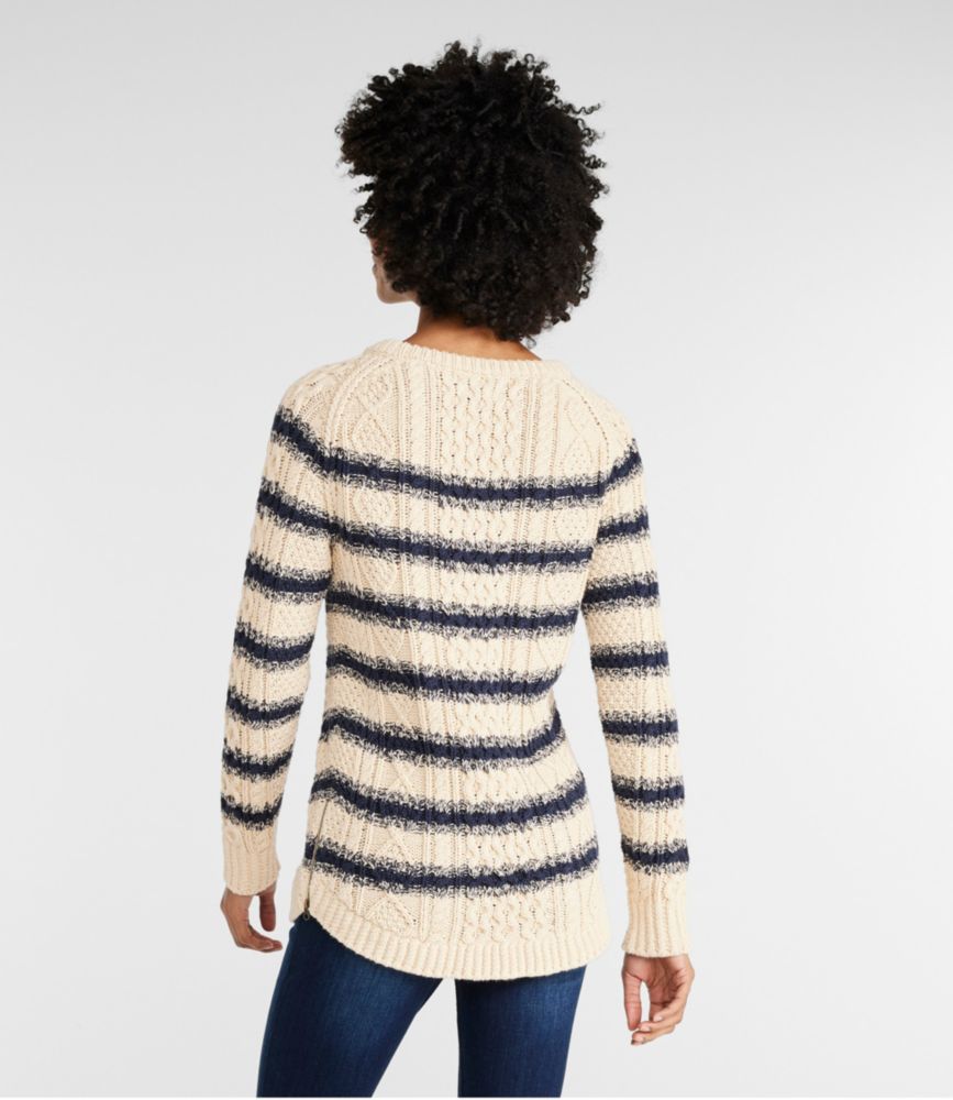 Women's Signature Cotton Fisherman Tunic Sweater, Stripe, , small image number 2