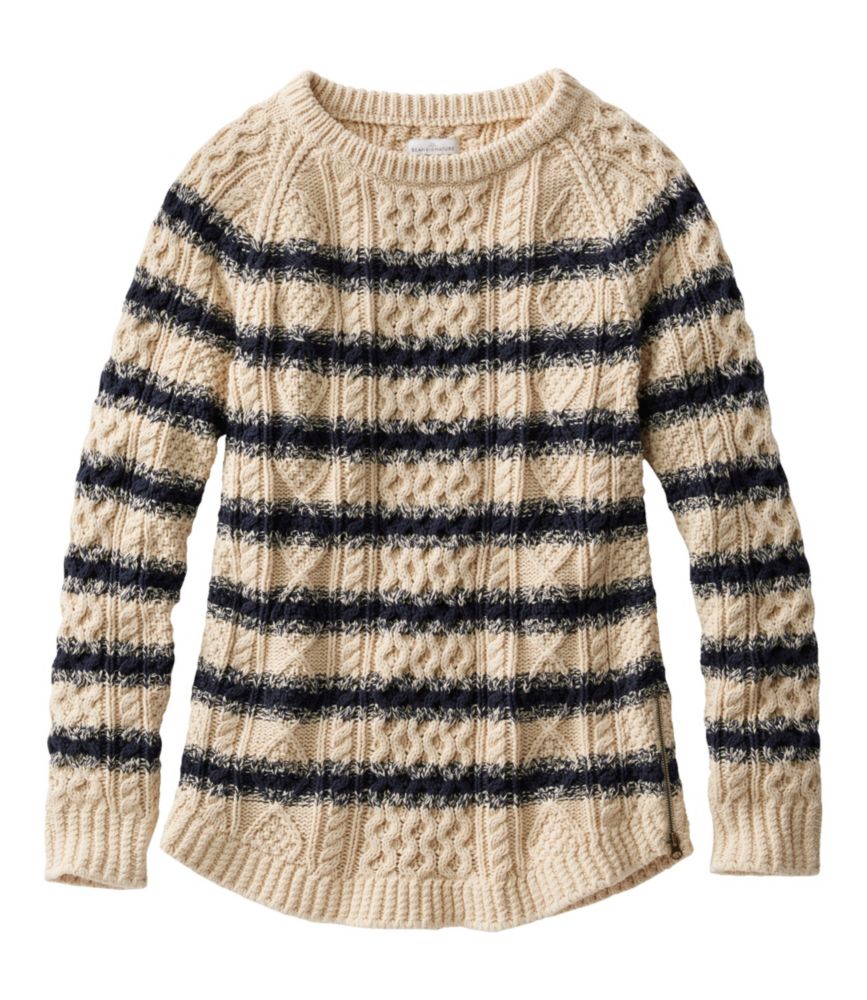 Women's Signature Cotton Fisherman Tunic Sweater, Stripe, , small image number 4