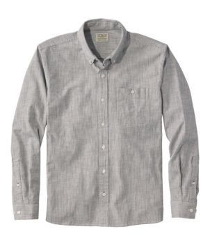 Men's Comfort Stretch Chambray Shirt, Long-Sleeve, Slightly Fitted Untucked Fit, Stripe
