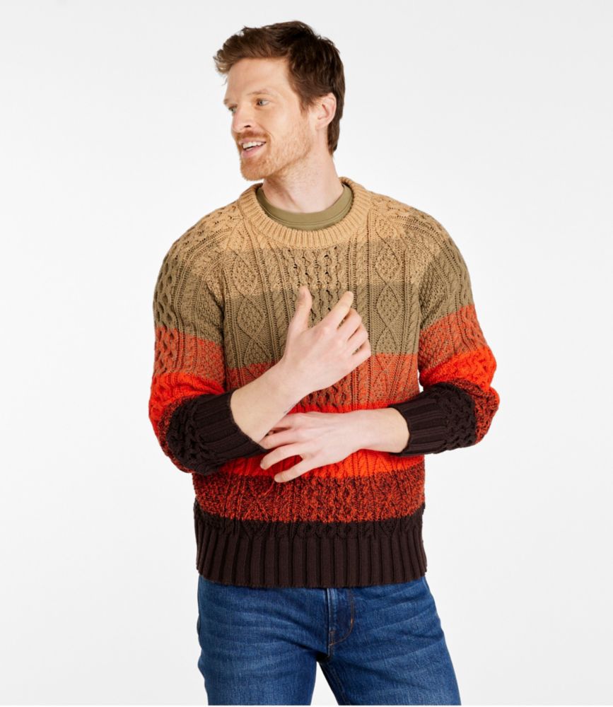 Men's Signature Cotton Fisherman Sweater, Crewneck, Stripe, , small image number 2