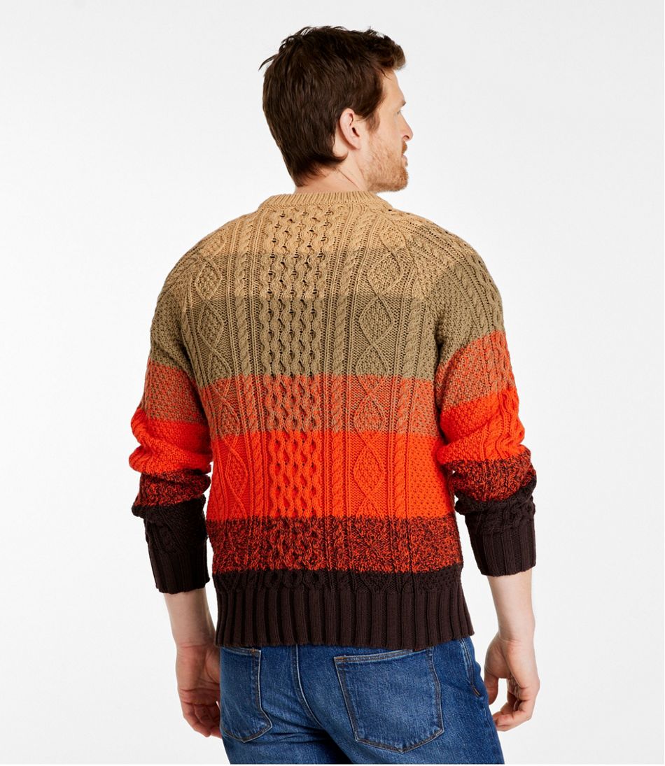 Men's Signature Cotton Fisherman Sweater, Crewneck, Stripe | Sweaters ...