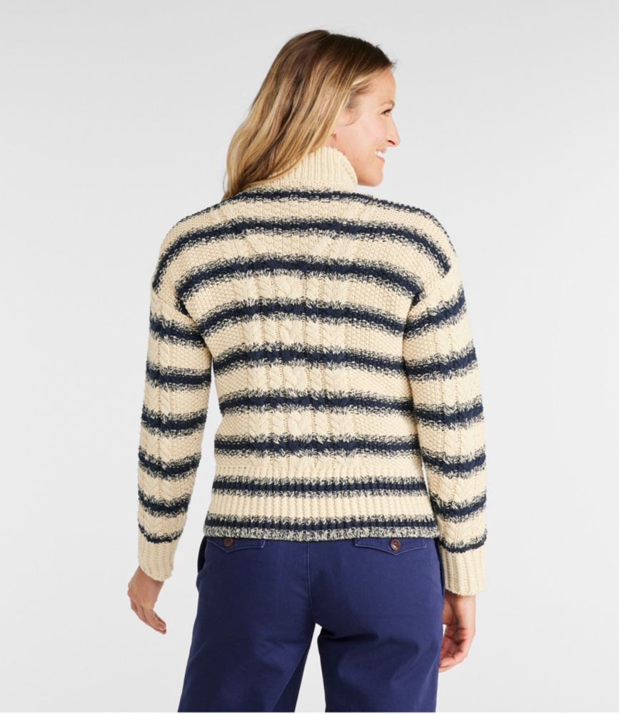 Women's Signature Cotton Fisherman Quarter Zip Sweater Stripe, , small image number 2