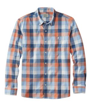 Men's Comfort Stretch Chambray Shirt, Long-Sleeve, Slightly Fitted Untucked Fit, Plaid