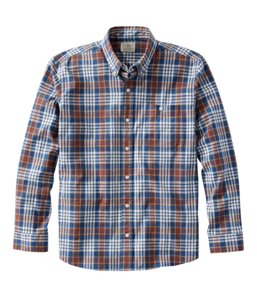 Men's Comfort Stretch® Chambray Shirt, Long-Sleeve, Slightly Fitted Untucked Fit, Plaid