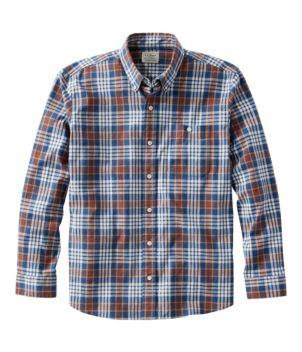 Men's Comfort Stretch® Chambray Shirt, Long-Sleeve, Slightly Fitted Untucked Fit, Plaid