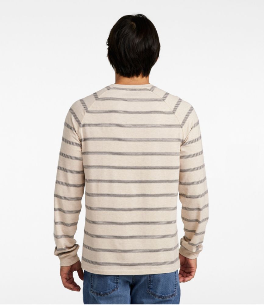 Men's Comfort Stretch Pima Tee Shirt, Long-Sleeve Henley, Stripe, , small image number 3