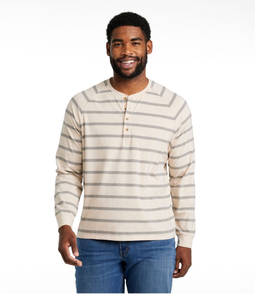 Men's Comfort Stretch Pima Tee Shirt, Long-Sleeve Henley, Stripe, , small image number 4