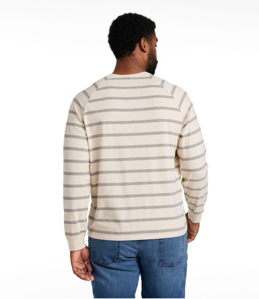 Men's Comfort Stretch Pima Tee Shirt, Long-Sleeve Henley, Stripe, , small image number 5