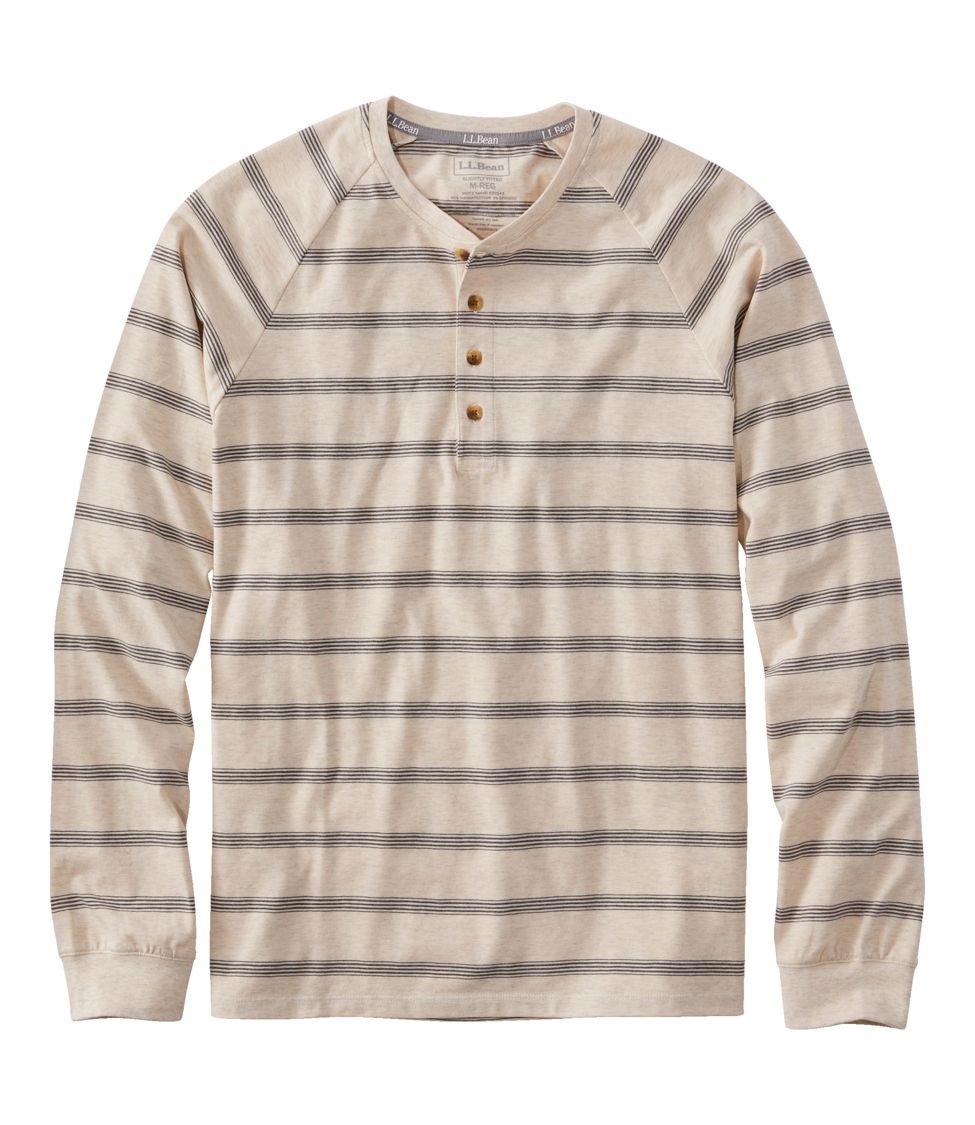 Men's Comfort Stretch Pima Tee Shirt, Long-Sleeve Henley, Stripe at L.L.  Bean