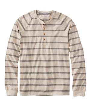 Men's Comfort Stretch Pima Tee Shirt, Long-Sleeve Henley, Stripe