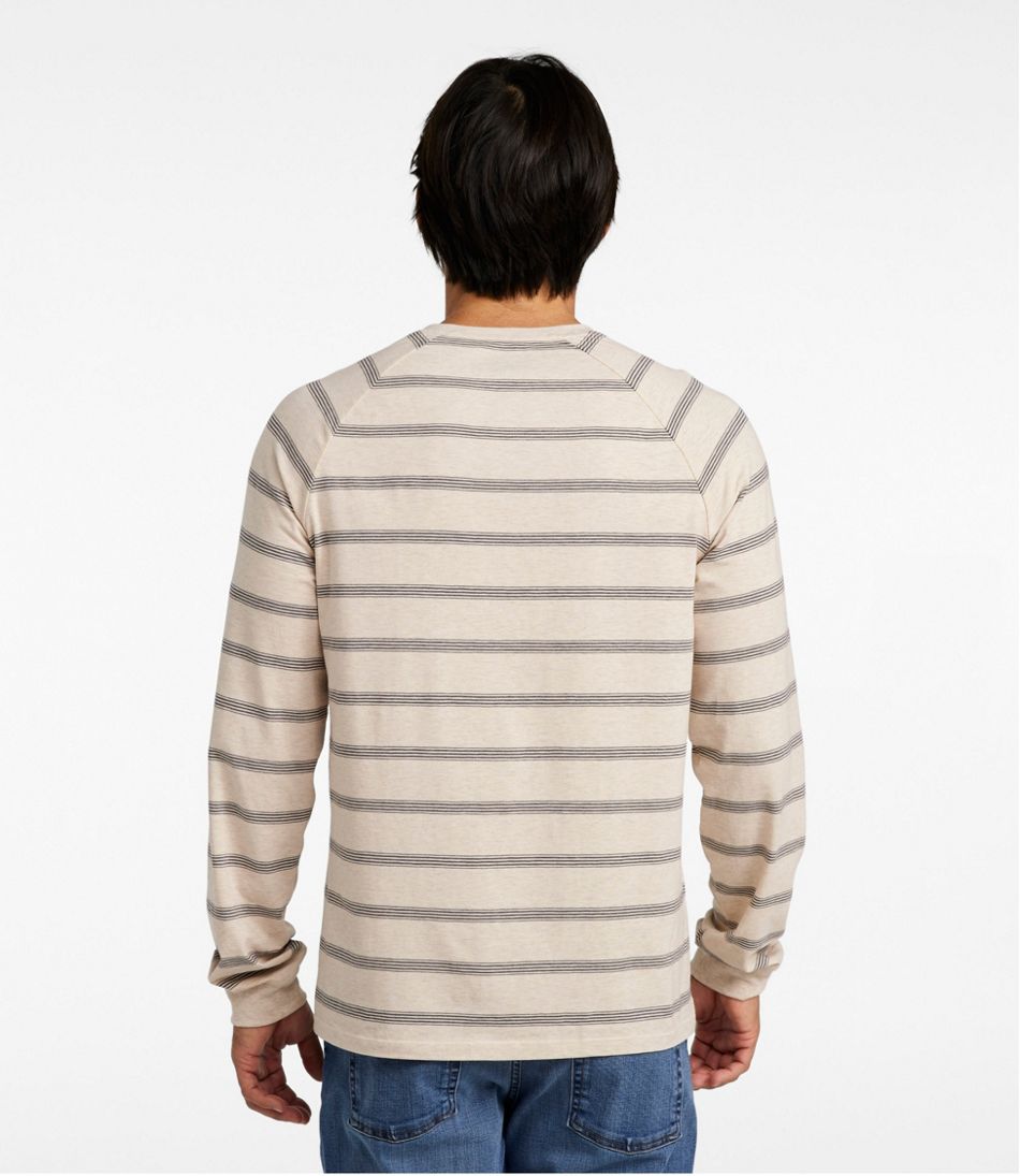 Men's Comfort Stretch Pima Tee Shirt, Long-Sleeve Henley, Stripe