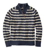 Men's Signature Cotton Fisherman Sweater, Quarter-Zip, Stripe