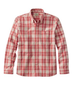 Men's Comfort Stretch Chambray Shirt, Long-Sleeve, Slightly Fitted Untucked Fit, Plaid