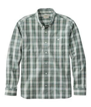 Men's Comfort Stretch® Chambray Shirt, Long-Sleeve, Slightly Fitted Untucked Fit, Plaid