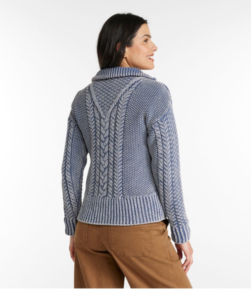 Women's Signature Cotton Fisherman Sweater, Quarter-Zip Washed, , small image number 2