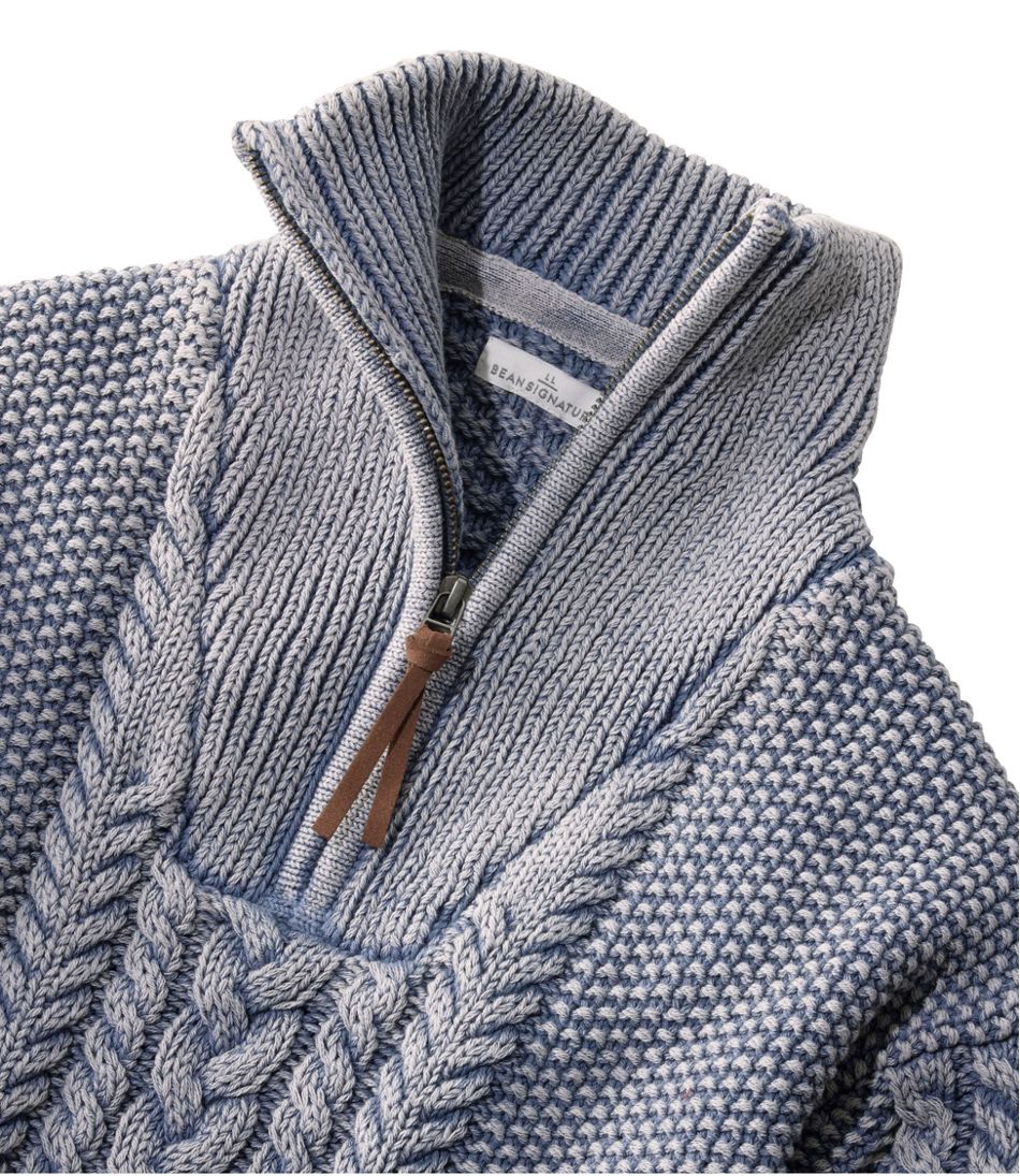 Women's Signature Cotton Fisherman Sweater, Quarter-Zip Washed ...