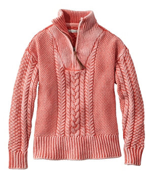 Women's Signature Cotton Fisherman Sweater, Quarter-Zip Washed