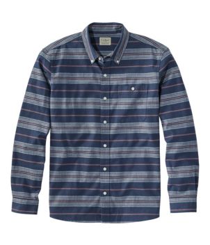 Men's Comfort Stretch Chambray Shirt, Long-Sleeve, Slightly Fitted Untucked Fit, Stripe