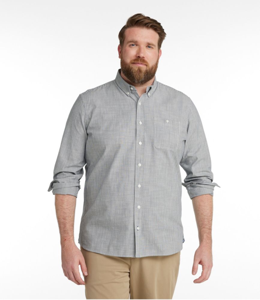 Men's Comfort Stretch Chambray Shirt, Long-Sleeve, Slightly