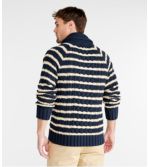 Men's Signature Cotton Fisherman Sweater, Shawl-Collar Cardigan, Stripe