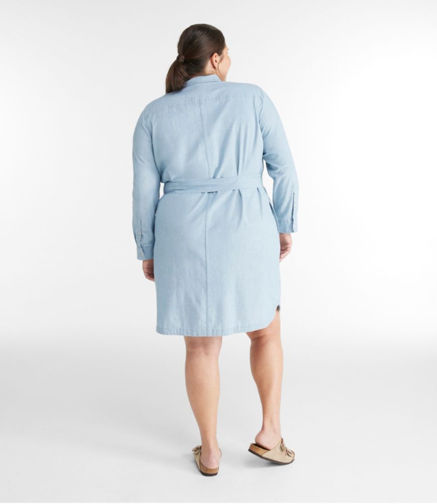 Women's Signature Camp Shirt Dress, Button-Front, Dark Chambray Stripe, small image number 3