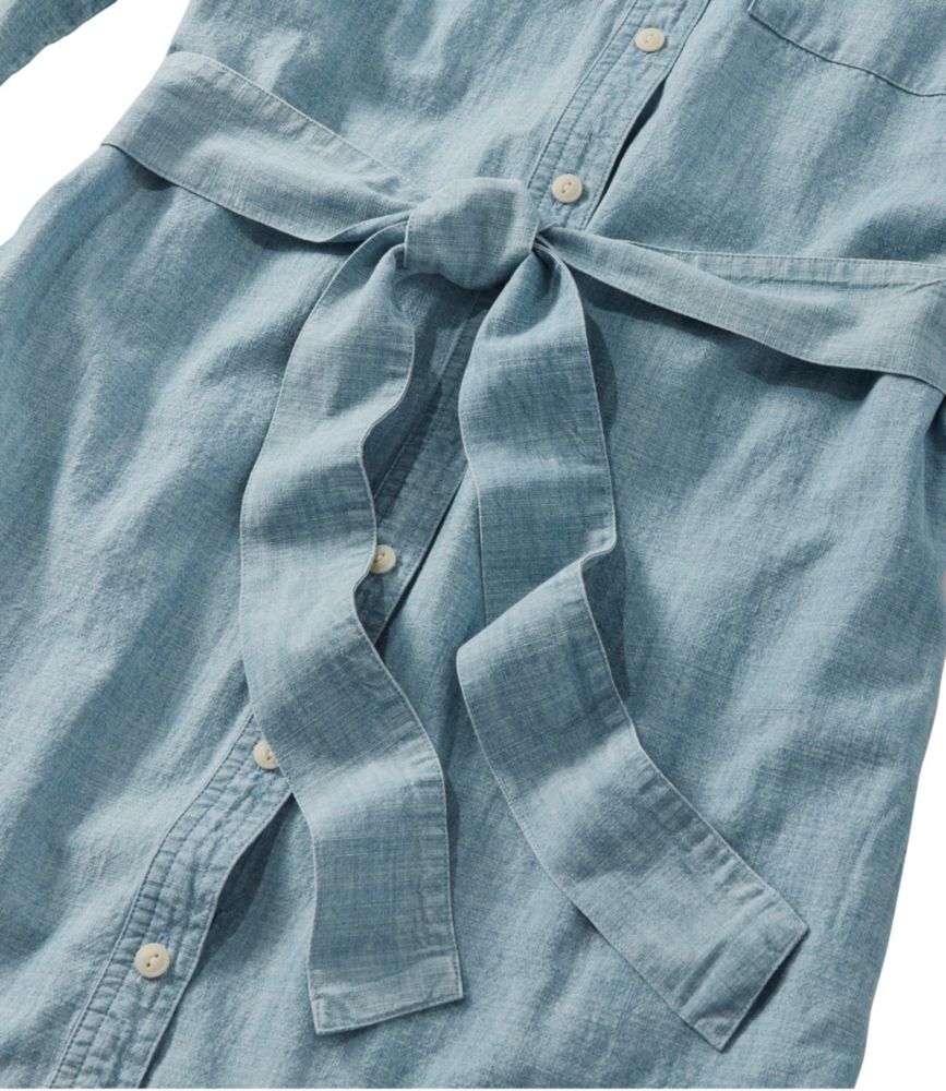 Women's Signature Camp Shirt Dress, Button-Front, Dark Chambray Stripe, small image number 6