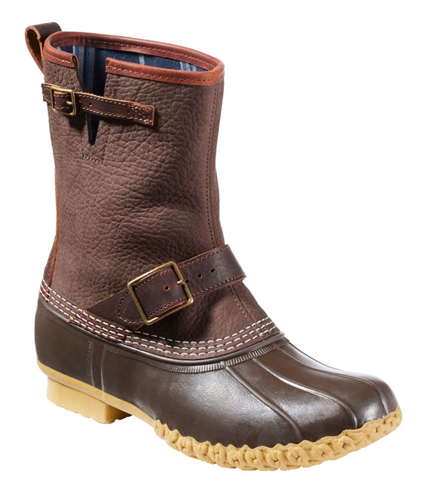 Men's Bean Boots, 10" Engineer Buckle FlannelLined Bean Boots at L.L