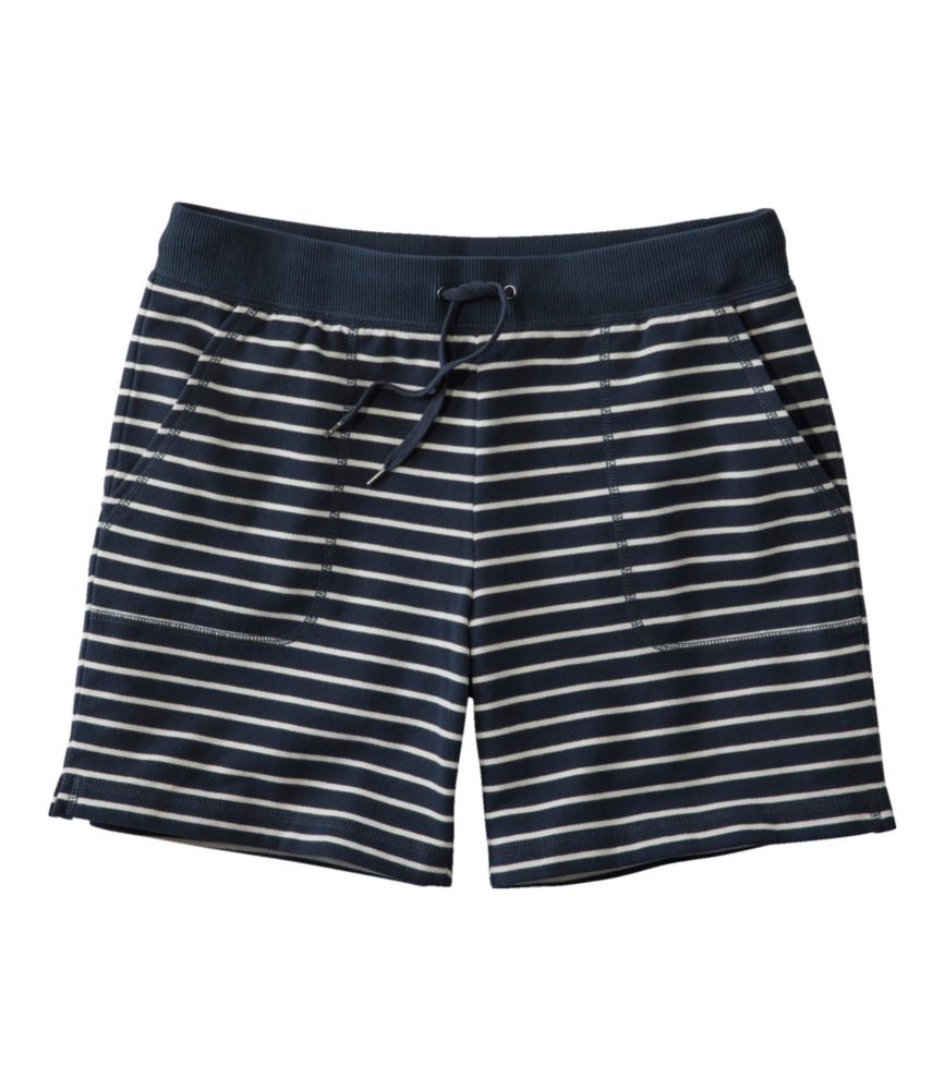 Women's Ultrasoft Sweats 6" Shorts, Stripe, Classic Navy/Cream, small image number 1