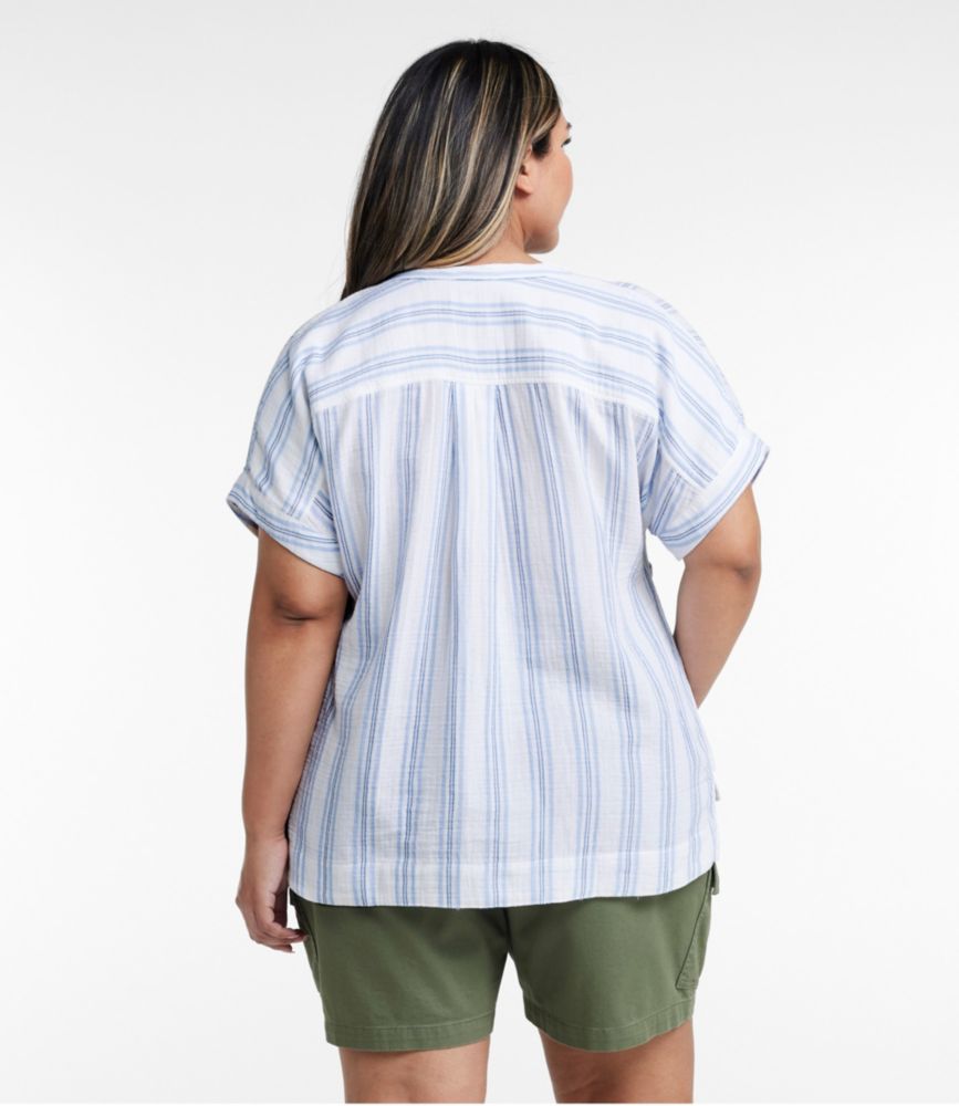 Women's Cloud Gauze Shirt, Short-Sleeve, Sand Dune Stripe, small image number 3