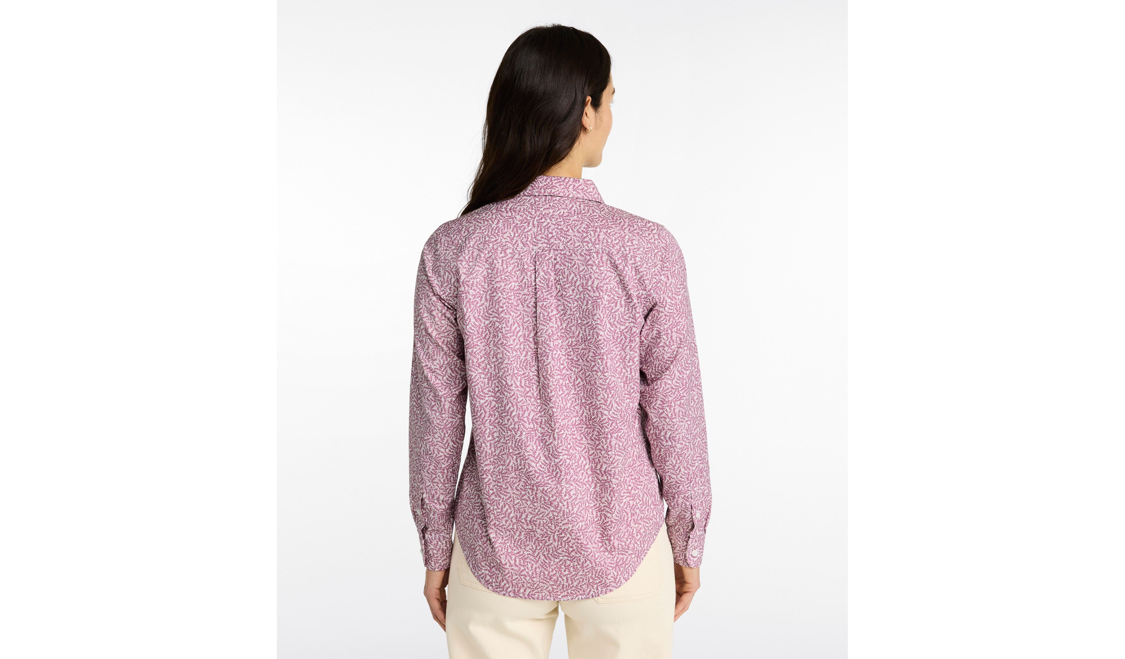 Women's Wrinkle-Free Pinpoint Oxford Shirt, Relaxed Fit Long-Sleeve Print