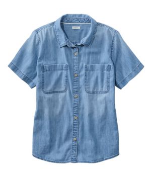 Women's L.L. Bean Heritage Washed Lightweight Denim Shirt, Short-Sleeve