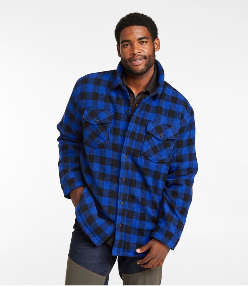 Men's Maine Guide Sherpa Lined Wool Shirt, Cobalt/Black, small image number 4