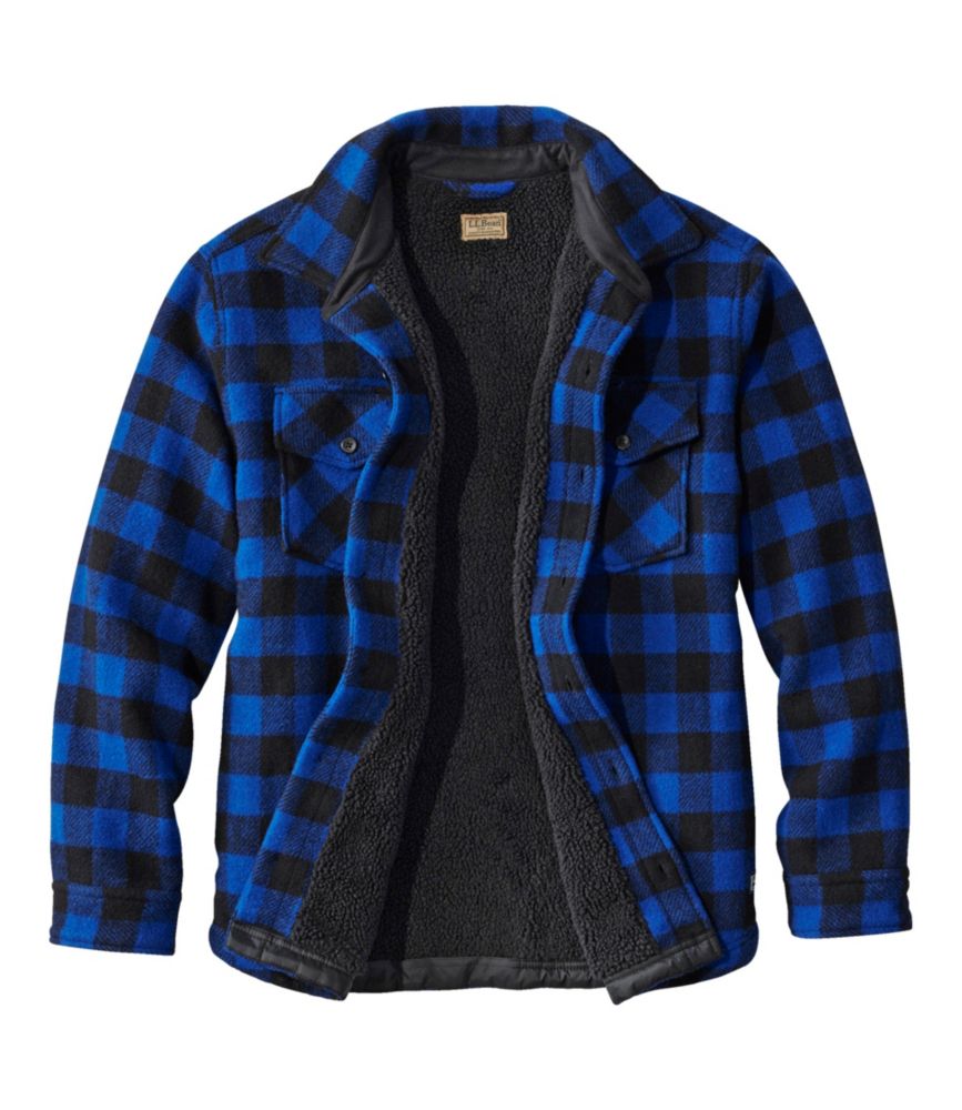 Men's Maine Guide Sherpa Lined Wool Shirt, Cobalt/Black, small image number 6